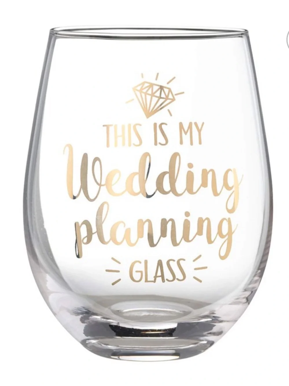 NIB Lillian Rose This is My Wedding Planning Glass, Stemless Wine Glass
